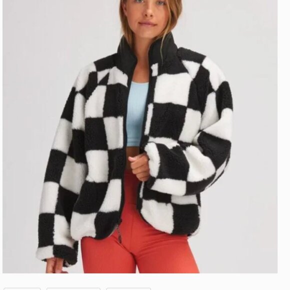 Stoic MTN High Pile Fleece Full Zip Jacket Size M Checkerboard Sherpa Gorpcore - Picture 10 of 10